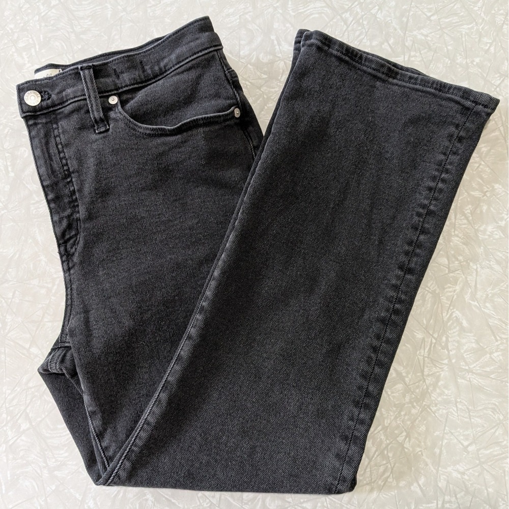 Madewell Mid-Rise Kick Out Jeans Black Wash Size 30 Stretch Denim Flare